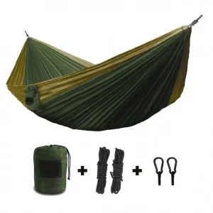 Ovente Portable Parachute-Grade Nylon Hammock 485-lb Capacity+Carabiner+Rope+Bag