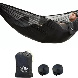 Camping Hammock Ultralight Double Portable Parachute Nylon Travel Hammock Black